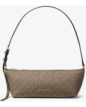 Michael Kors Laila Small Signature Logo Satchel - Natural