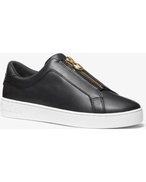 Michael Kors Mk Keaton Leather Zip-Up Sneakers - White