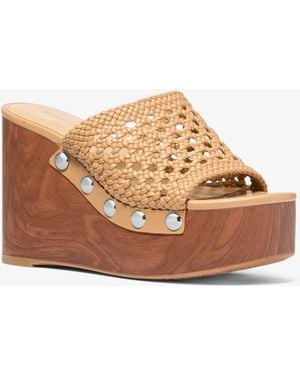 Michael Kors Mk Mayes Woven Wedge Sandal - Brown