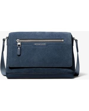 Michael Kors Hudson Small Suede Messenger Bag - Blue