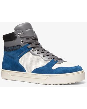 Michael Kors Barett Color-block Leather High-top Trainers - Blue