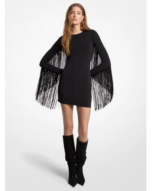 MICHAEL Michael Kors Michael Kors Fringed Matte Jersey Dress - Black