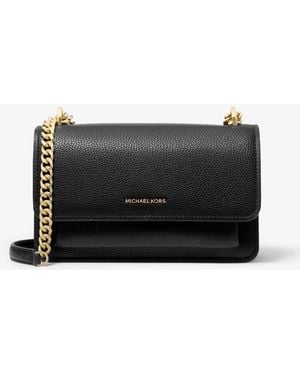 MICHAEL Michael Kors Mk Claire Large Pebbled Leather Convertible Shoulder Bag - Black