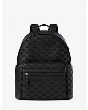 Michael Kors Jet Set Medium Logo Debossed Pebbled Leather Backpack - Black