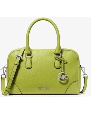 Michael Kors Thompson Medium Pebbled Leather Satchel - Green