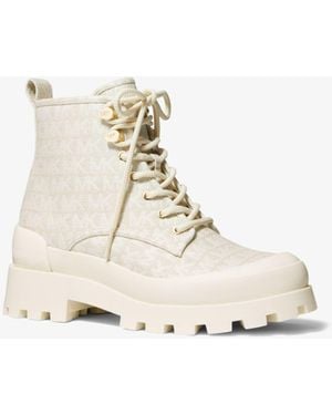 MICHAEL Michael Kors Payton Logo Jacquard Combat Boot - Natural