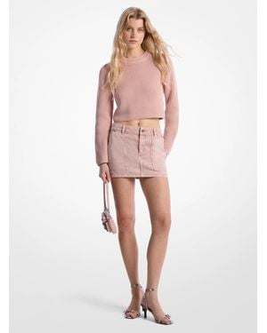MICHAEL Michael Kors Garment-Dyed Denim Mini Skirt - Pink
