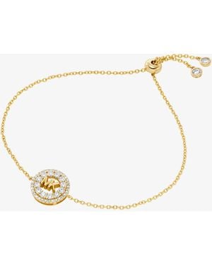 Michael Kors Mk Fulton Precious Metal-Plated Pavé Logo Slider Bracelet - White