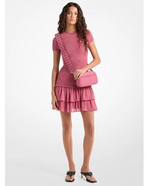 MICHAEL Michael Kors Mk Smocked Georgette Ruffle Mini Dress - Red