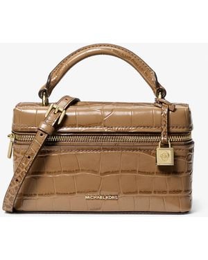 Michael Kors Jana Extra-Small Crocodile Embossed Leather Convertible Crossbody Bag - Brown