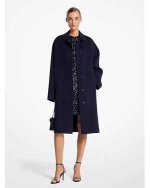 Michael Kors Mk Double Faced Wool Oversized Balmacaan - Blue