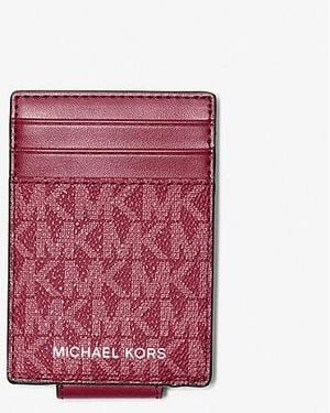 Michael Kors Cooper Signature Logo Money Clip Card Case - Red