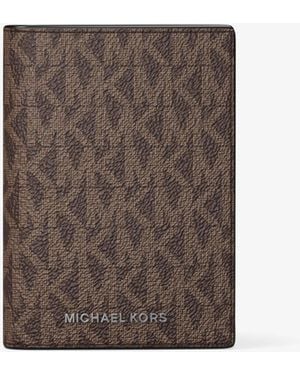 Michael Kors Hudson Signature Logo Bi-Fold Card Case - Brown