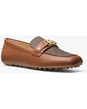 MICHAEL Michael Kors Mk Mandy Leather And Signature Logo Moccasin Loafer - Brown