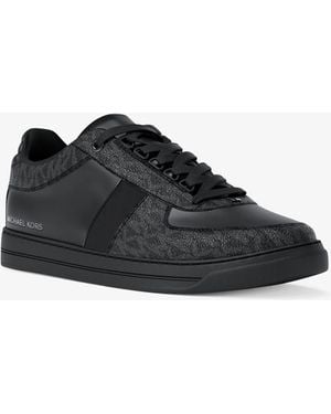 Michael Kors Brady Signature Logo And Leather Trainer - Black