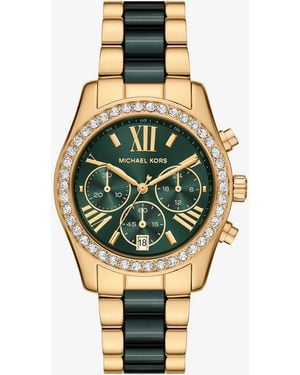 Michael Kors Lexington Pavé-Tone And Ceramic Watch - Metallic