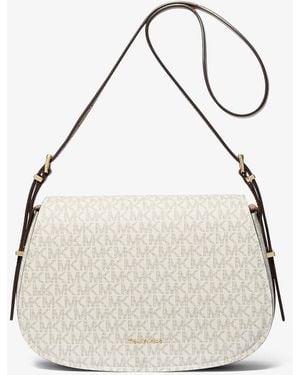 MICHAEL Michael Kors Mk Borsa Messenger Lydia Media Con Stampa Logo - Bianco