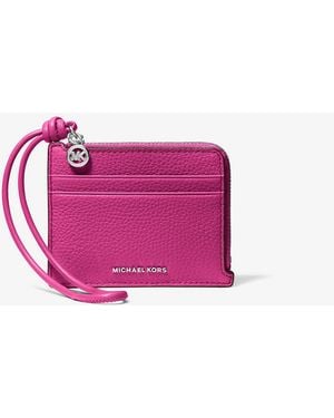 MICHAEL Michael Kors Mk Jet Set Small Pebbled Leather Card Case Wristlet - Pink