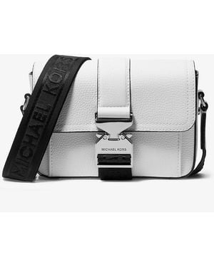 Michael Kors Mk Hudson Pebbled Leather Crossbody Bag - White