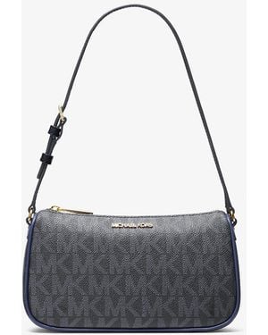 Michael Kors Outlet Mk Jet Set Medium Signature Logo Pochette - Blue