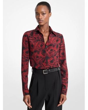 Michael Kors Michael Kors Hansen Floral Print Silk Crepe De Chine Blouse - Red