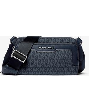 Michael Kors Mk Hudson Signature Logo Crossbody Bag - Blue