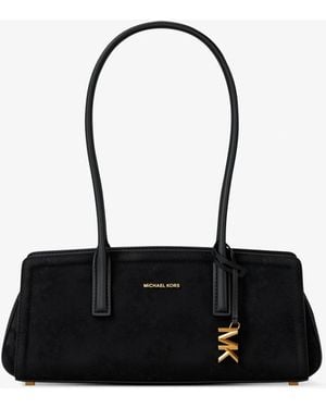 MICHAEL Michael Kors Mk Laila Small Suede Shoulder Bag - Black