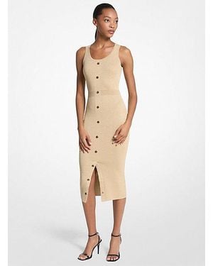 Michael Kors Metallic Knit Midi Tank Dress - White