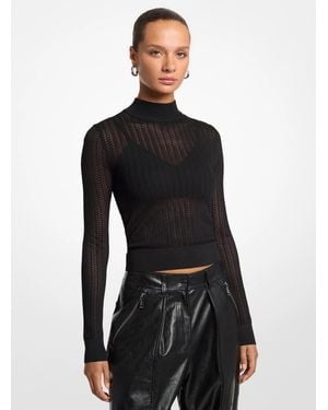 MICHAEL Michael Kors Michael Kors Knit Sheer Sweater - Black