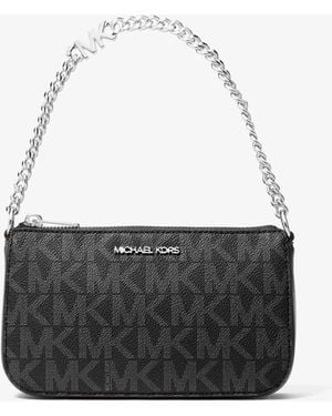 Michael Kors Outlet Mk Jet Set Small Signature Logo Chain Pochette - White