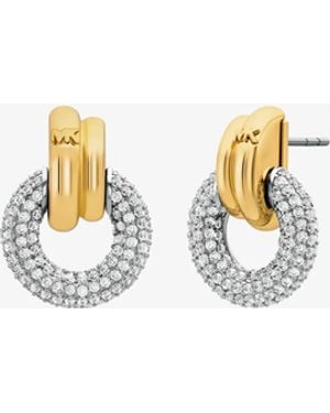 Michael Kors Pavé Interlocking Hoop Earrings - White