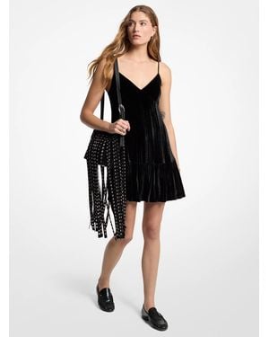 MICHAEL Michael Kors Michael Kors Crushed Velvet Mini Slip Dress - Black