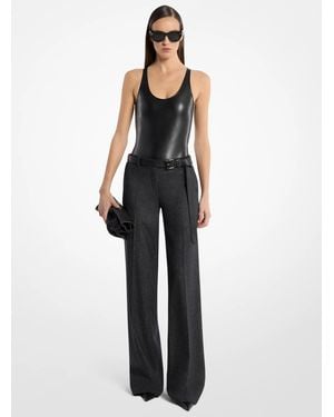 Michael Kors Camilla Wool Denim Wide-Leg Pants - Blue
