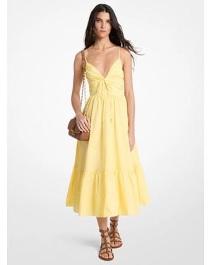MICHAEL Michael Kors Mk Cotton Poplin Midi Dress - Yellow