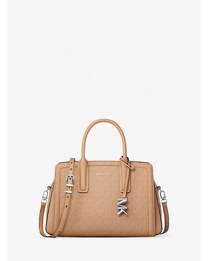 Michael Kors Mk Laila Small Signature Logo Satchel - Natural
