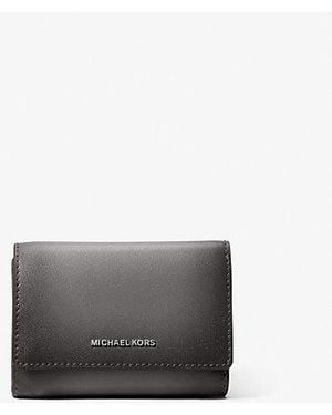 Michael Kors Bryant Medium Burnished Leather Tri-Fold Wallet - Gray