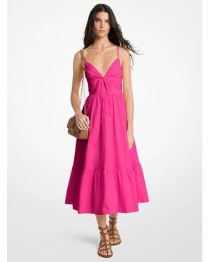 MICHAEL Michael Kors Mk Cotton Poplin Midi Dress - Pink