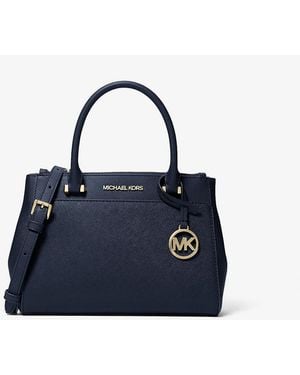Michael Kors Outlet Mk Gibson Small Saffiano Leather Satchel - Blue