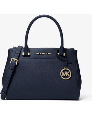 Michael Kors Outlet Mk Gibson Small Saffiano Leather Satchel - Blue