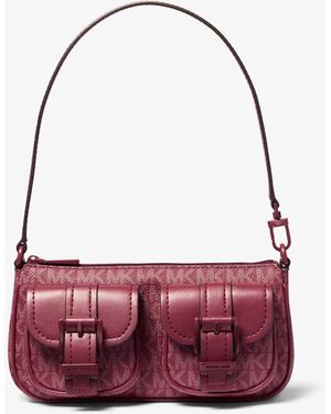 MICHAEL Michael Kors Mk Zoe Small Signature Logo Convertible Pochette - Red