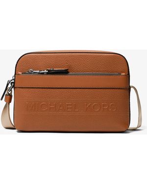 Michael Kors Mk Hudson Pebbled Leather Utility Crossbody Bag - Brown