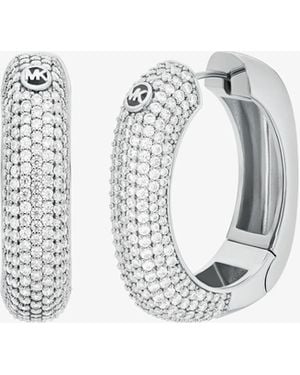 Michael Kors Mk Pavé Square Hoop Earrings - White