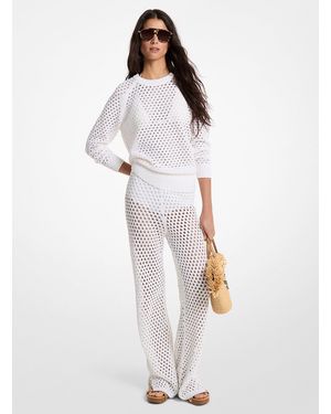 Michael Kors Mkpantalón De Campana De Algodón Elástico De Punto Abierto - Blanco