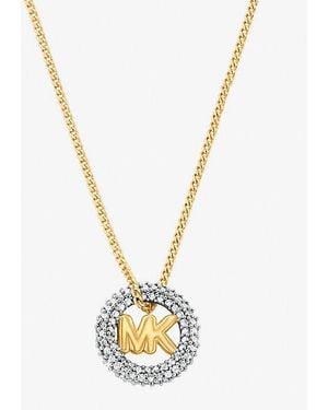 Michael Kors Pavé And Logo Charm Two-Tone Necklace - White