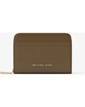 MICHAEL Michael Kors Pebbled Leather Zip-Around Card Case - Green