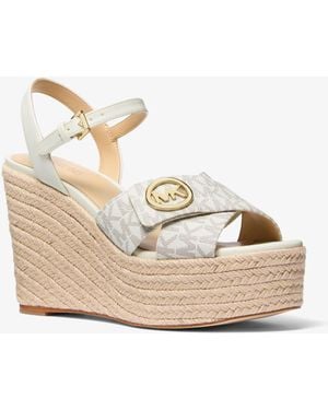 Michael Kors Hannah Signature Logo Wedge Sandal - Natural