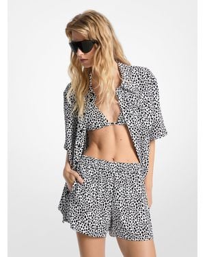 MICHAEL Michael Kors Mkpantalones Cortos De Satén Con Estampado De Guepardo - Blanco