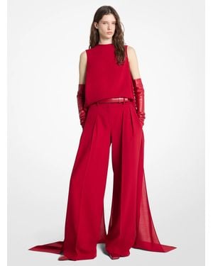 Michael Kors Michael Kors Stretch Wool Pleated Slouch Pants - Red