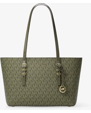 MICHAEL Michael Kors Mk Quinn Medium Signature Logo And Leather Tote Bag - Green