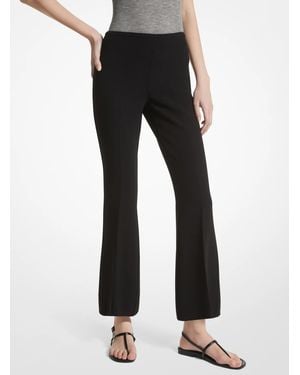 Michael Kors Mk Double Face Stretch Wool Cropped Trousers - Black